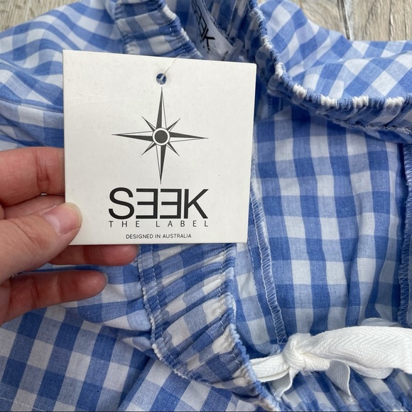 Seek The Label Australia Blue & White Plaid Shorts - Picture 9 of 10